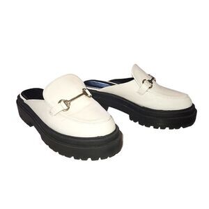 Raid Sadie wide chunky platform backless loafer white sz 7.5 (38)